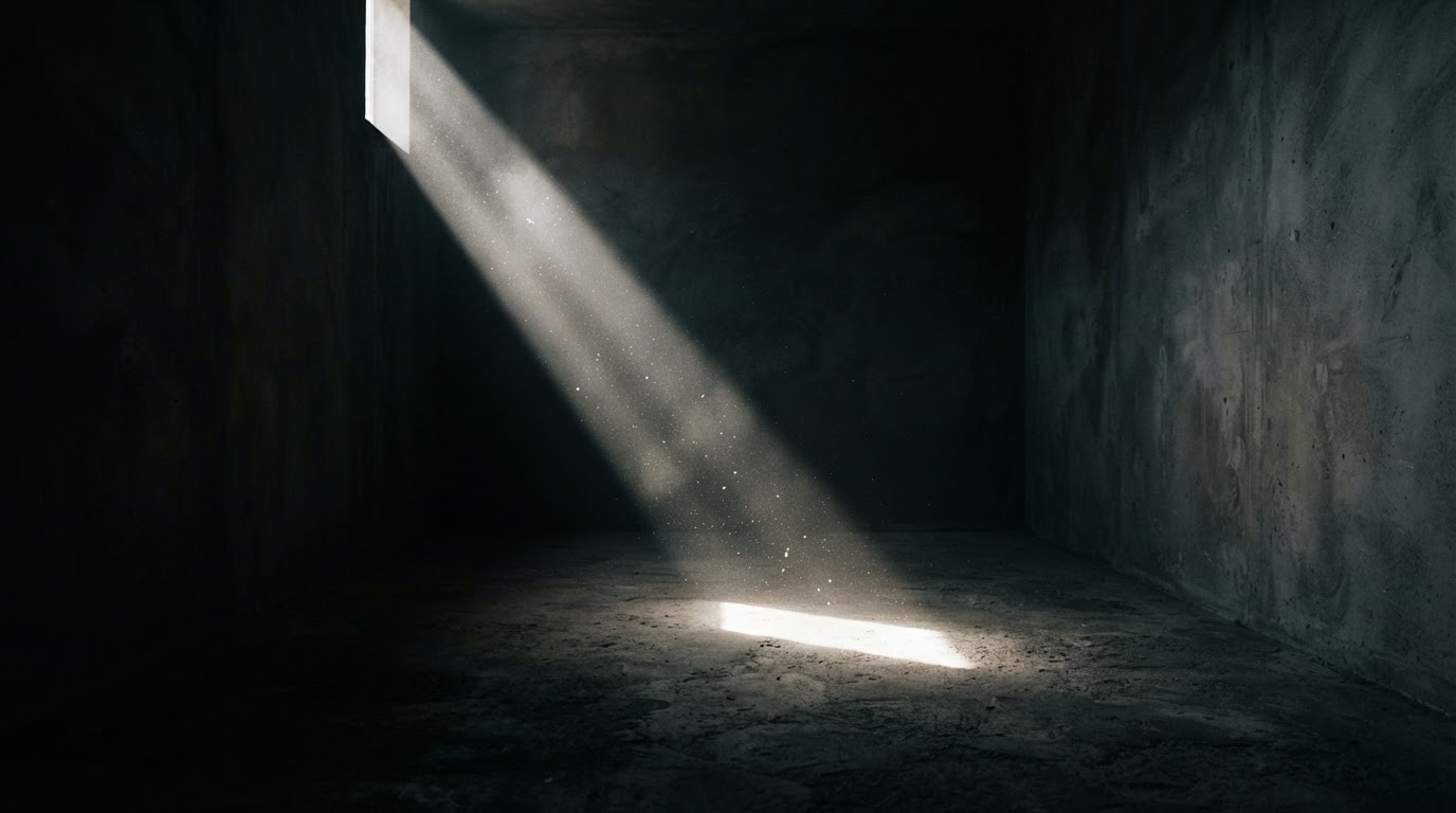 A single beam of light breaking through darkness, symbolizing the truth emerging (AI-generated image)