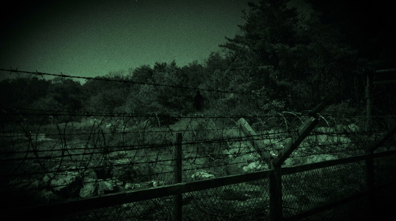 夜視鏡的另一端 — 樹木之間。那是樹,還是人?