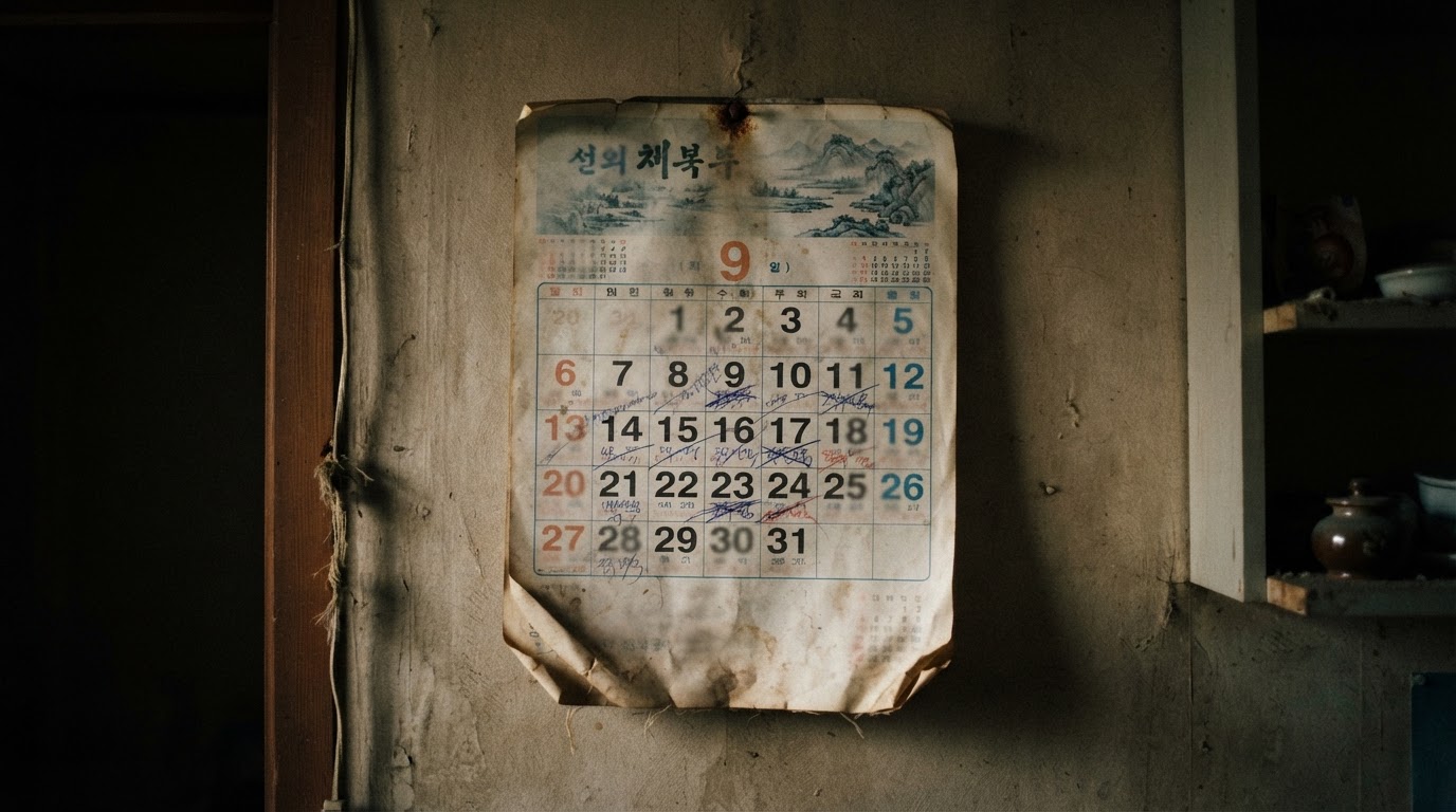 달력의 빨간 공휴일 날짜 위에 드리운 그림자, 텅 빈 도시의 이미지 (판독 가능한 텍스트 없음, AI 생성 이미지)