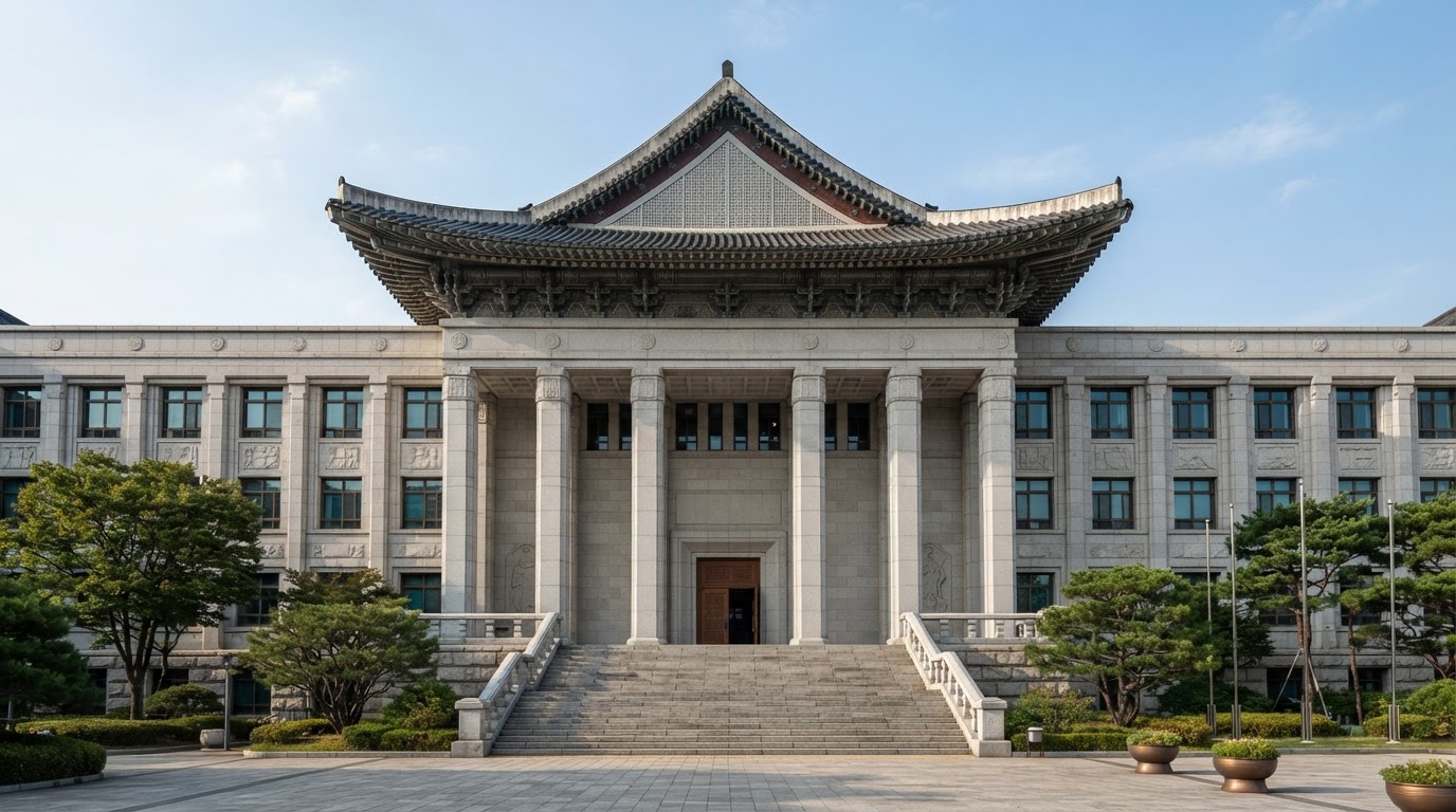 The dignified exterior facade of a courthouse, symbolizing justice (AI-generated image)
