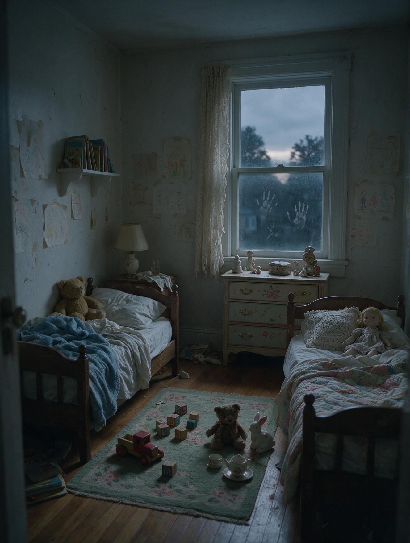 An empty child's room — five children were left behind, having lost both parents overnight.