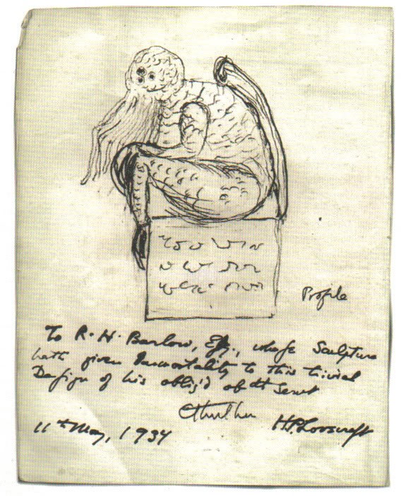 Cthulhu sketched by H. P. Lovecraft himself, 1934 (public domain)