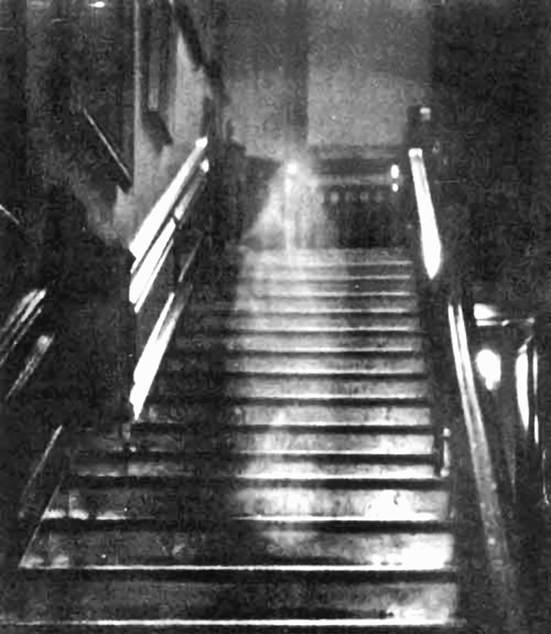 1936년 컨트리 라이프 촬영진이 레이넘 홀 계단에서 찍은 '갈색 여인' 사진 원본