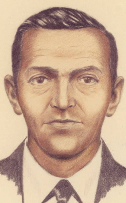 FBI公布的模擬畫像(Composite B，1973年) — 依據機組人員證詞繪出的D.B.庫柏面貌