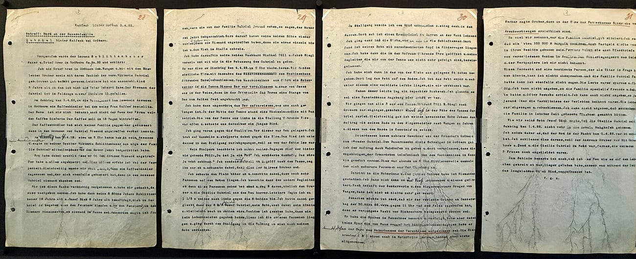 A page from the witness statement of neighbour Lorenz Schlittenbauer, who helped find the bodies. (Burkhard Mücke / CC BY-SA 4.0)