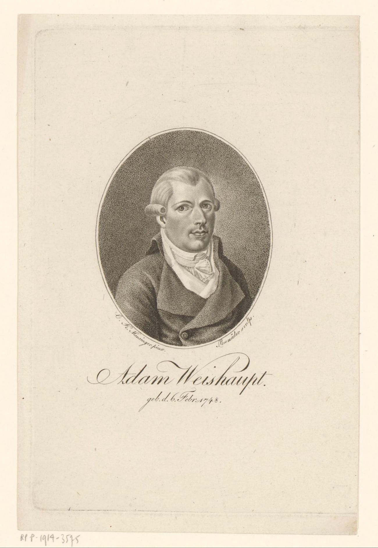 An 18th-century engraved portrait of Adam Weishaupt. (Rijksmuseum / CC0)