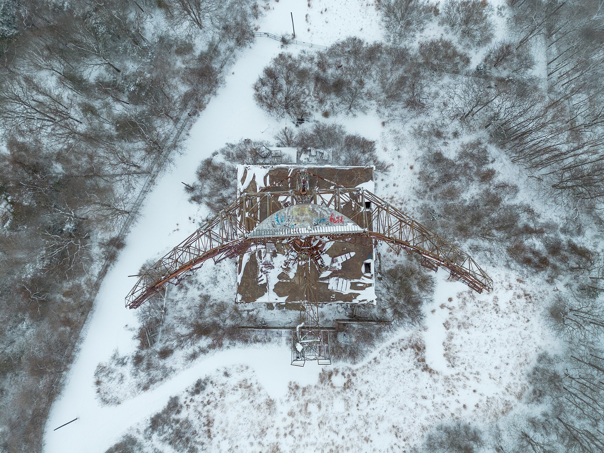 The Camp Hero radar base and the surrounding land, seen from the air