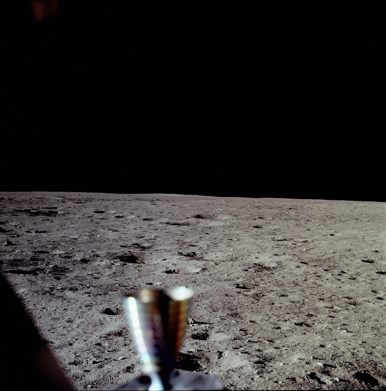 One of the first photographs taken on the Moon after landing. (Project Apollo Archive / Public domain)